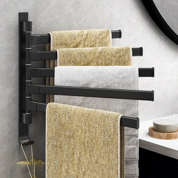 TowelArch | 5-armige handdoekhouder - zwart metaal, moderne badkamer organizer, Ruimte-besparend ontwerp