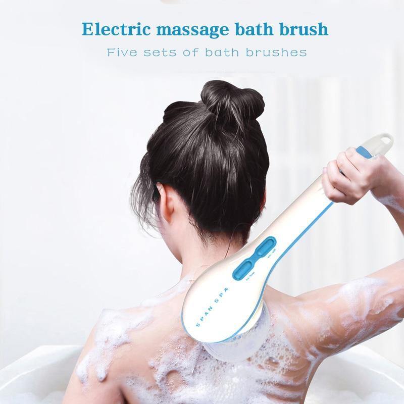 SpaSphere | 5-in-1 elektrische doucheborstel met massagekop en scrubkop – lichaamsreiniging