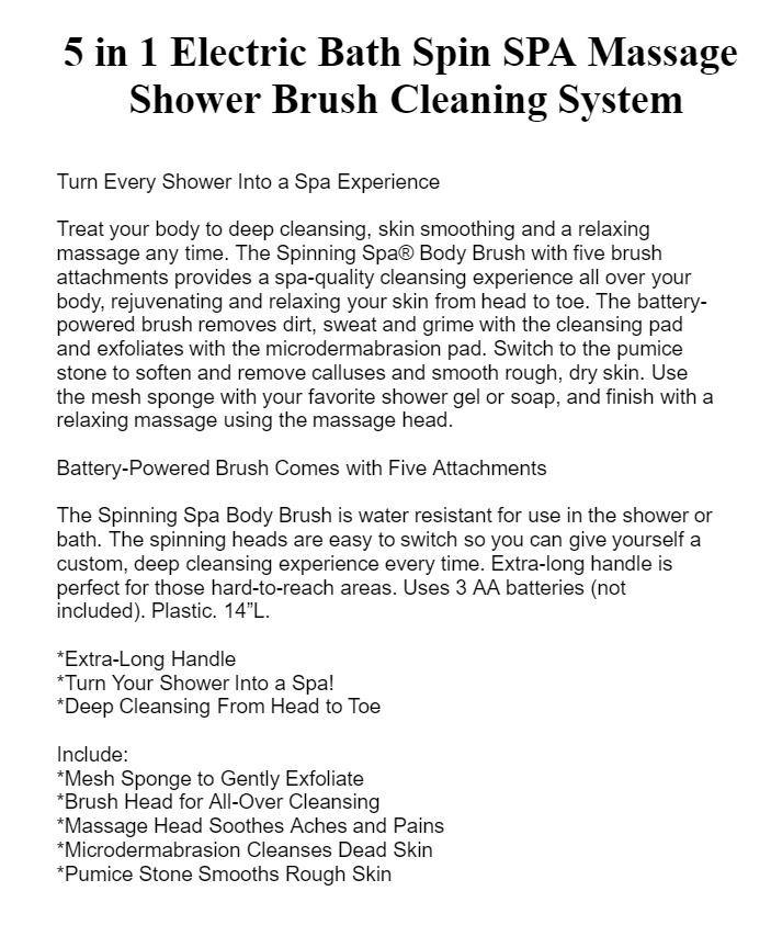 SpaSphere | 5-in-1 elektrische doucheborstel met massagekop en scrubkop – lichaamsreiniging