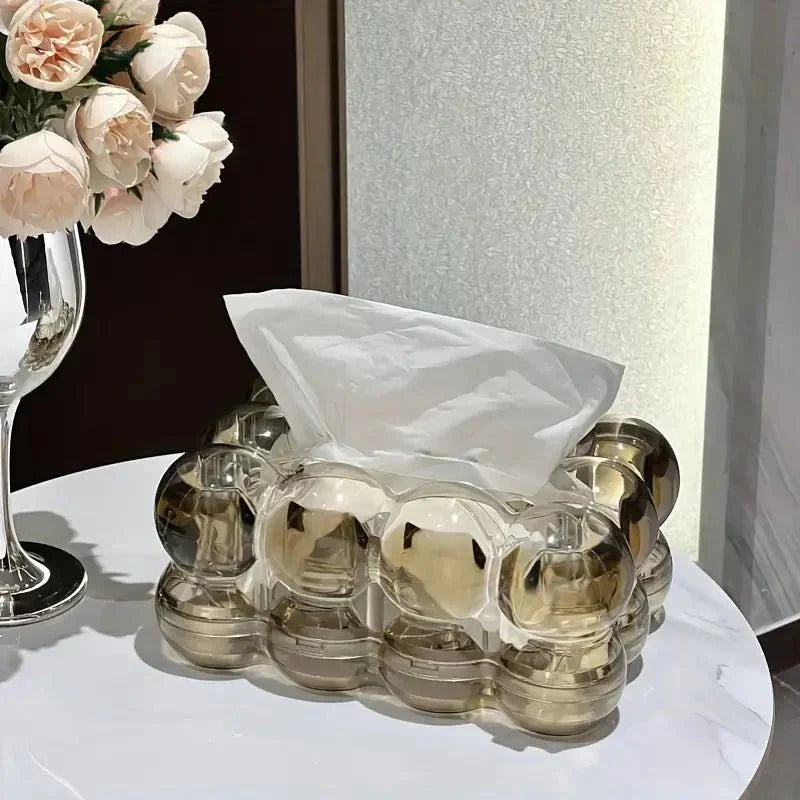 LucidBox | Moderne sculpturale acryl tissuebox, glanzende transparante decoratieve vaas