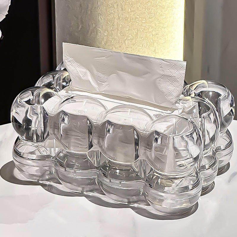 LucidBox | Moderne sculpturale acryl tissuebox, glanzende transparante decoratieve vaas