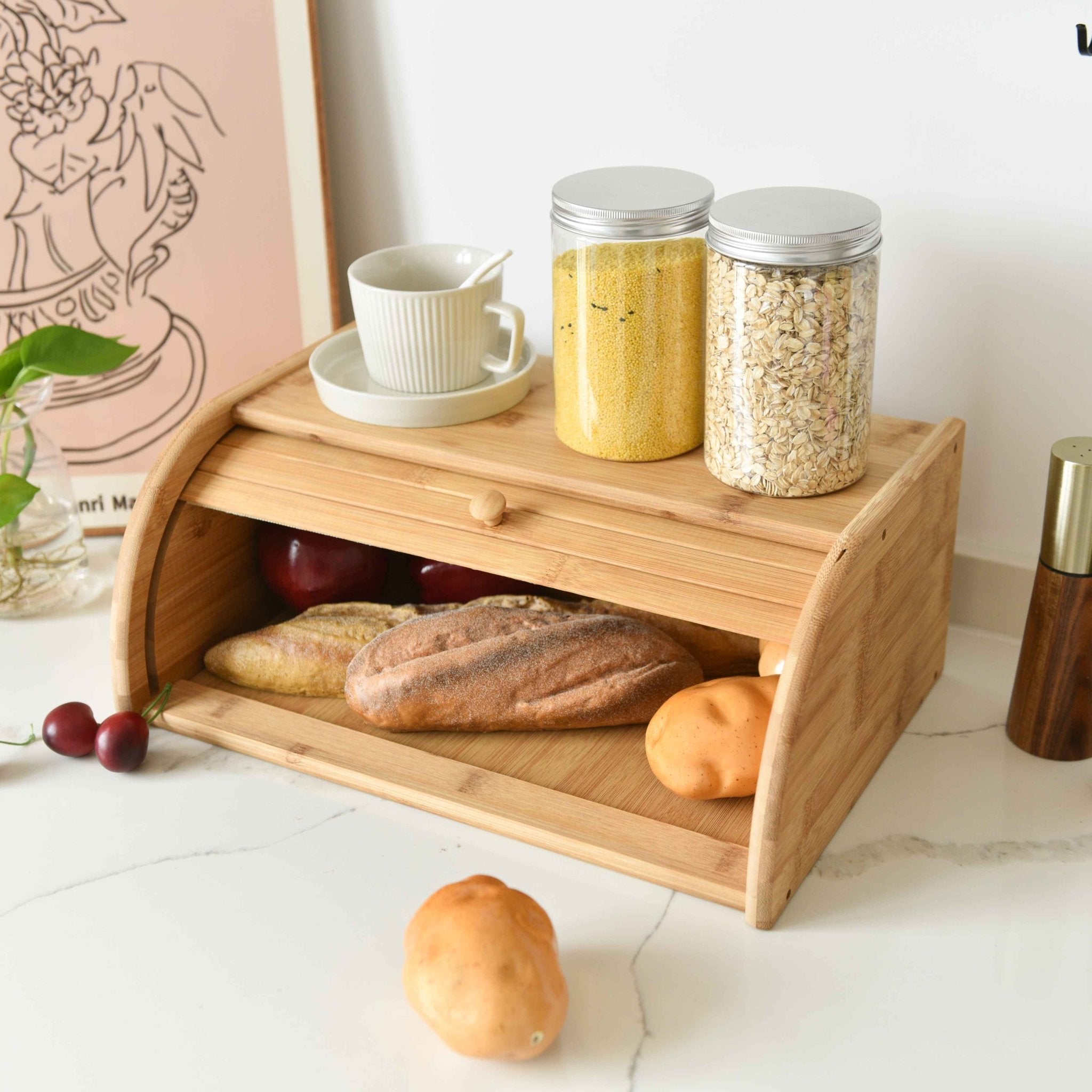 LoafVault | Bamboe houten broodtrommel met schuifdeksel – Vers brood bewaren