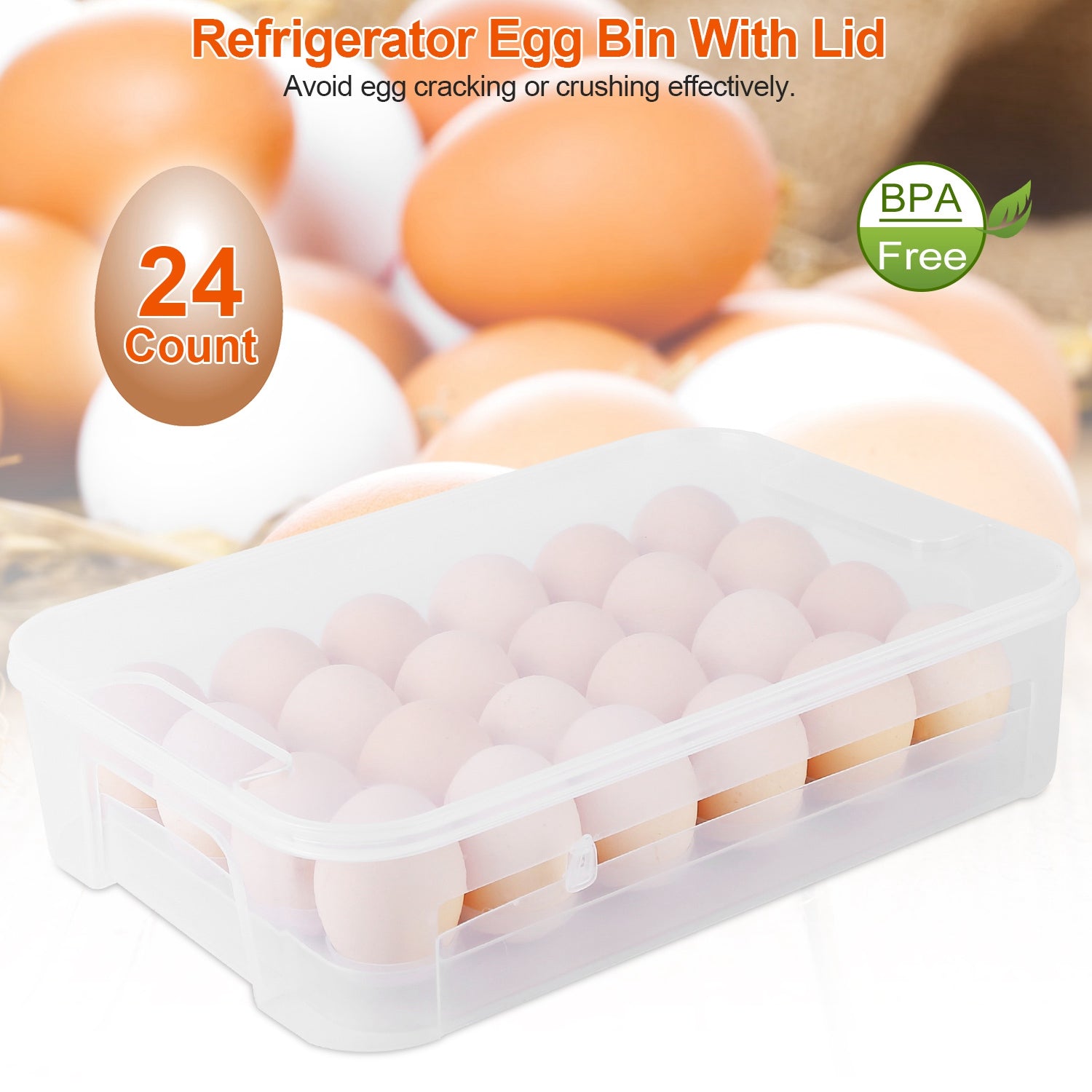 EggStacker | Stapelbare plastic eierdozen – capaciteit voor 24 eieren, keukenorganizer, duurzame voedselbewaarbak