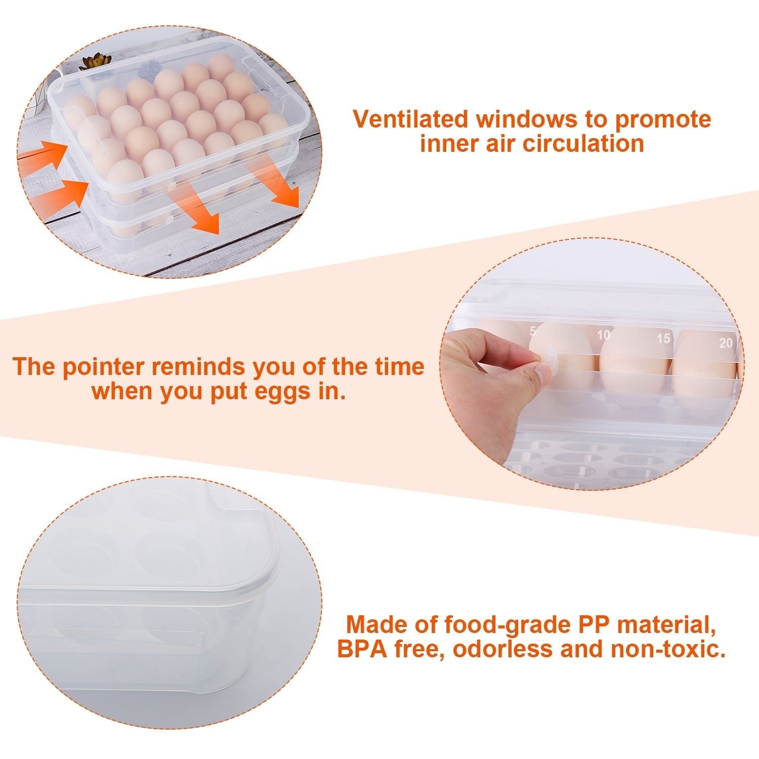 EggStacker | Stapelbare plastic eierdozen – capaciteit voor 24 eieren, keukenorganizer, duurzame voedselbewaarbak