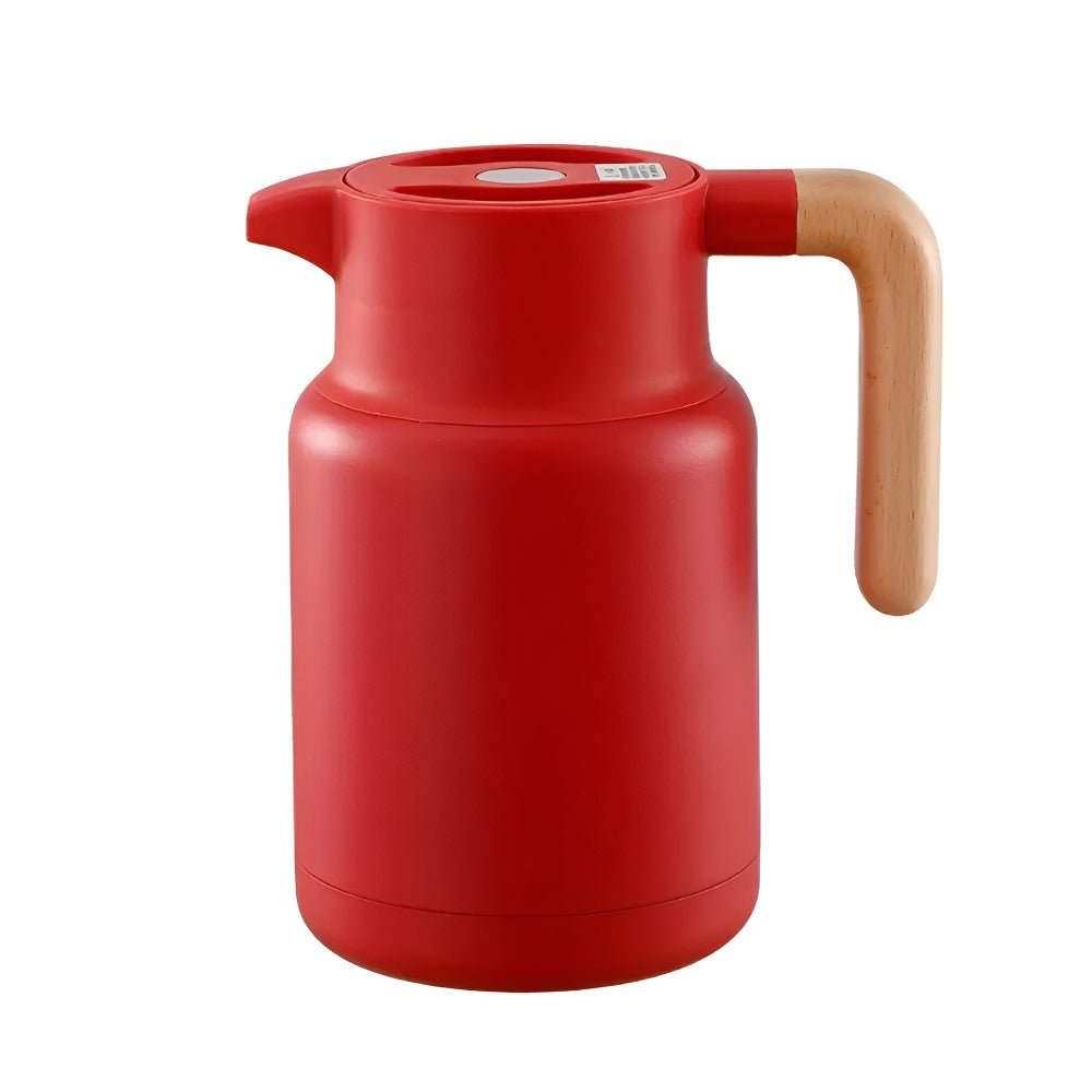 Carafina | Thermische karaf met houten handvat, vacuümgeïsoleerde kan voor warme en koude dranken