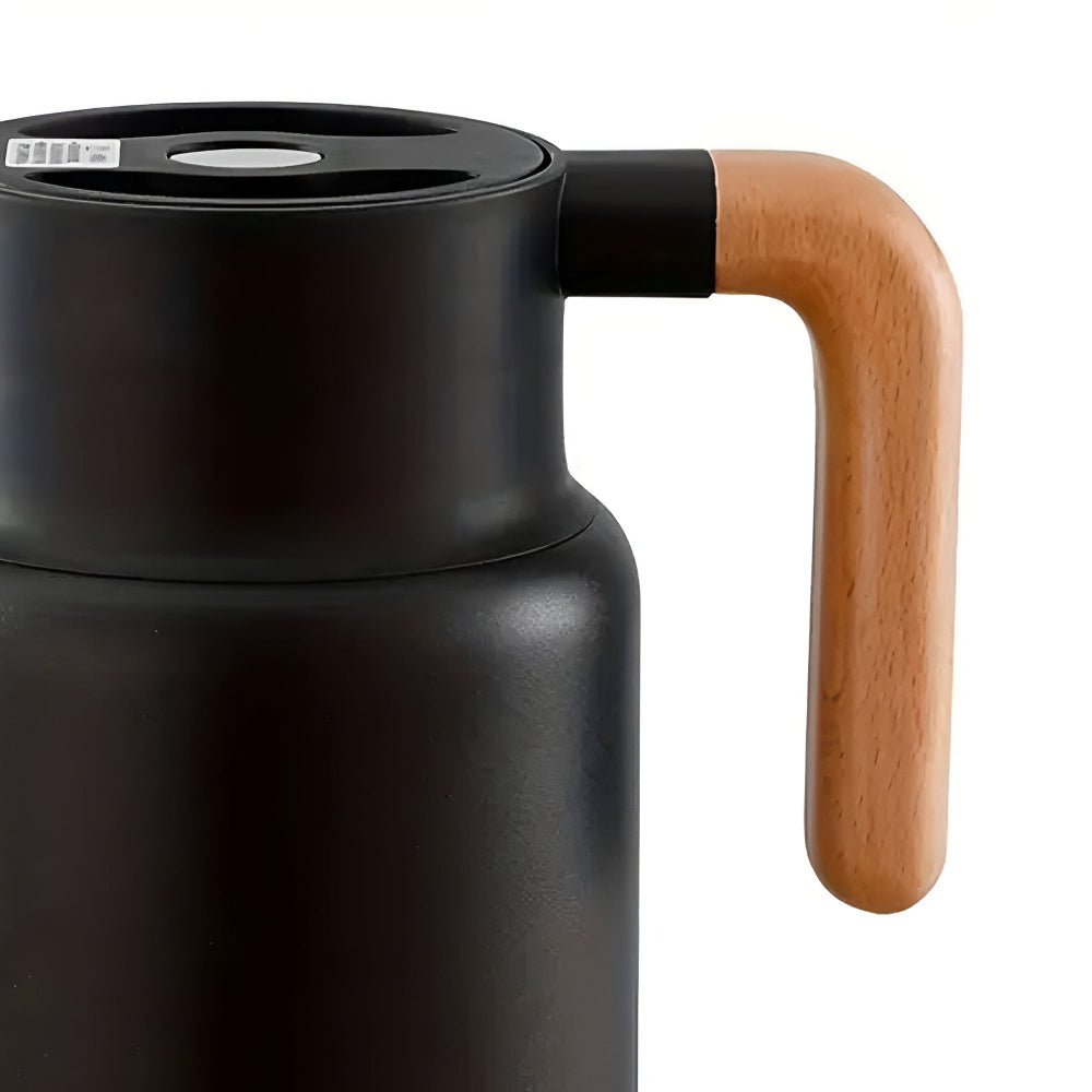 Carafina | Thermische karaf met houten handvat, vacuümgeïsoleerde kan voor warme en koude dranken