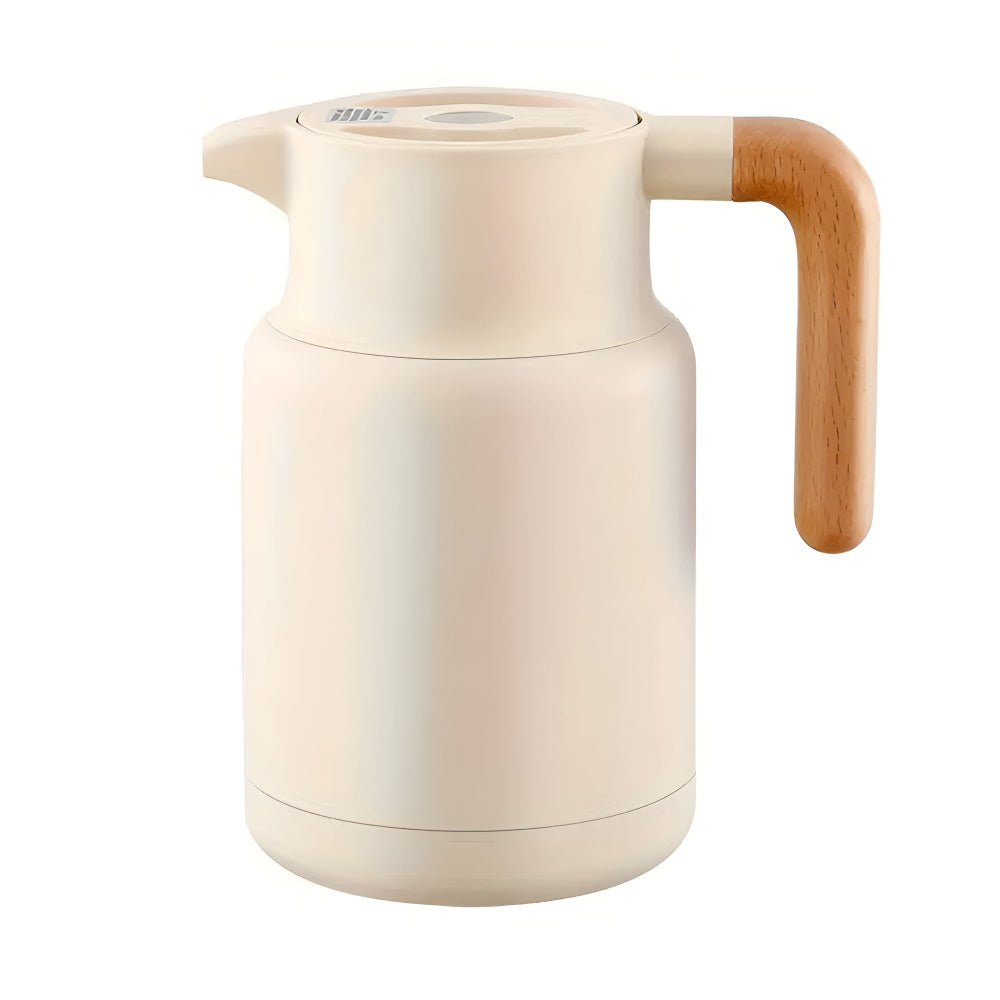 Carafina | Thermische karaf met houten handvat, vacuümgeïsoleerde kan voor warme en koude dranken