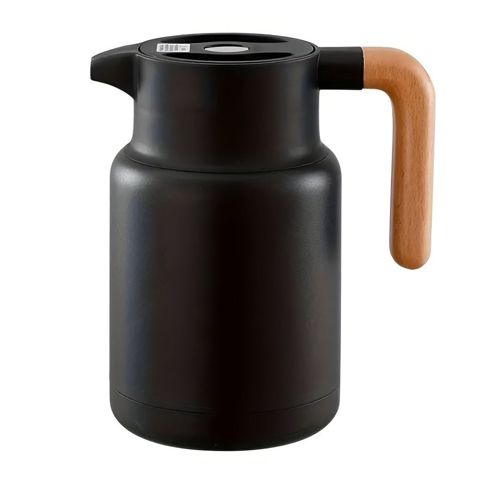 Carafina | Thermische karaf met houten handvat, vacuümgeïsoleerde kan voor warme en koude dranken