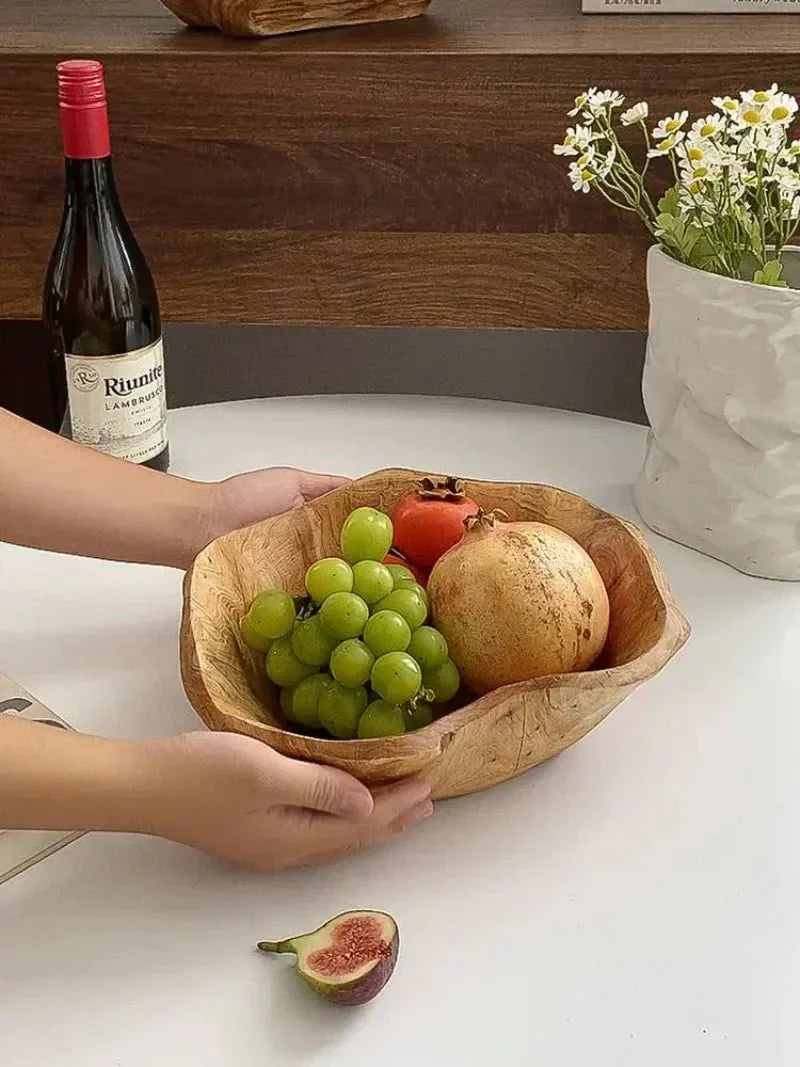 NaturaBowl | Handgesneden houten fruitschaal – natuurlijk, duurzaam en stijlvol voor in de keuken