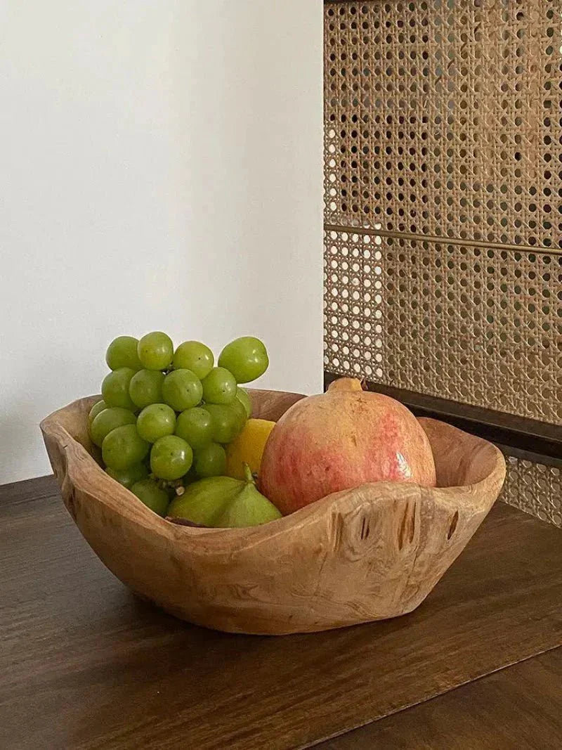 NaturaBowl | Handgesneden houten fruitschaal – natuurlijk, duurzaam en stijlvol voor in de keuken