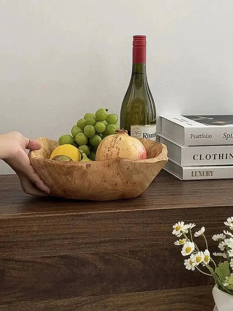 NaturaBowl | Handgesneden houten fruitschaal – natuurlijk, duurzaam en stijlvol voor in de keuken