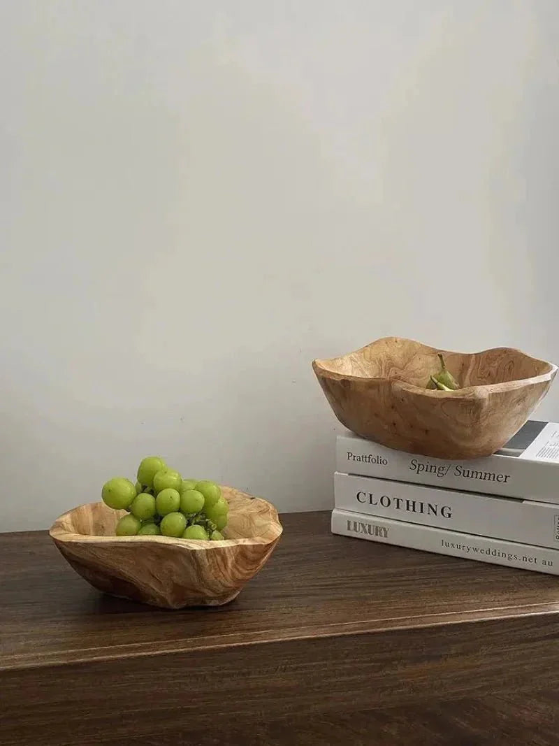 NaturaBowl | Handgesneden houten fruitschaal – natuurlijk, duurzaam en stijlvol voor in de keuken
