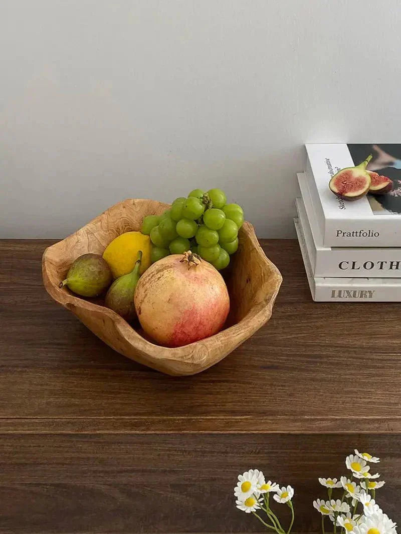 NaturaBowl | Handgesneden houten fruitschaal – natuurlijk, duurzaam en stijlvol voor in de keuken