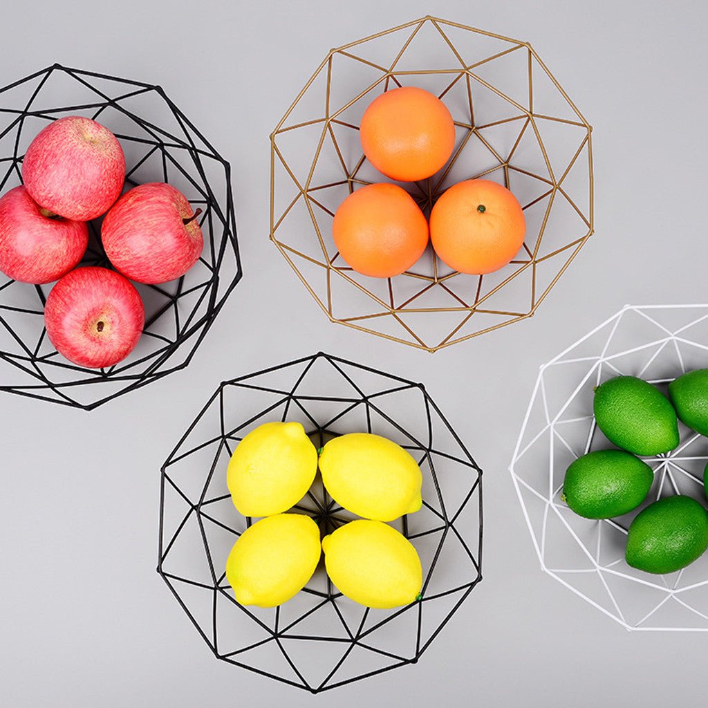 NexiBowl | Geometrische fruitschaal – Open ontwerp, stevig ijzer met gekleurde afwerking