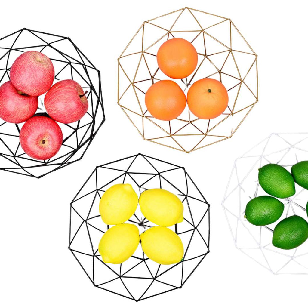 NexiBowl | Geometrische fruitschaal – Open ontwerp, stevig ijzer met gekleurde afwerking