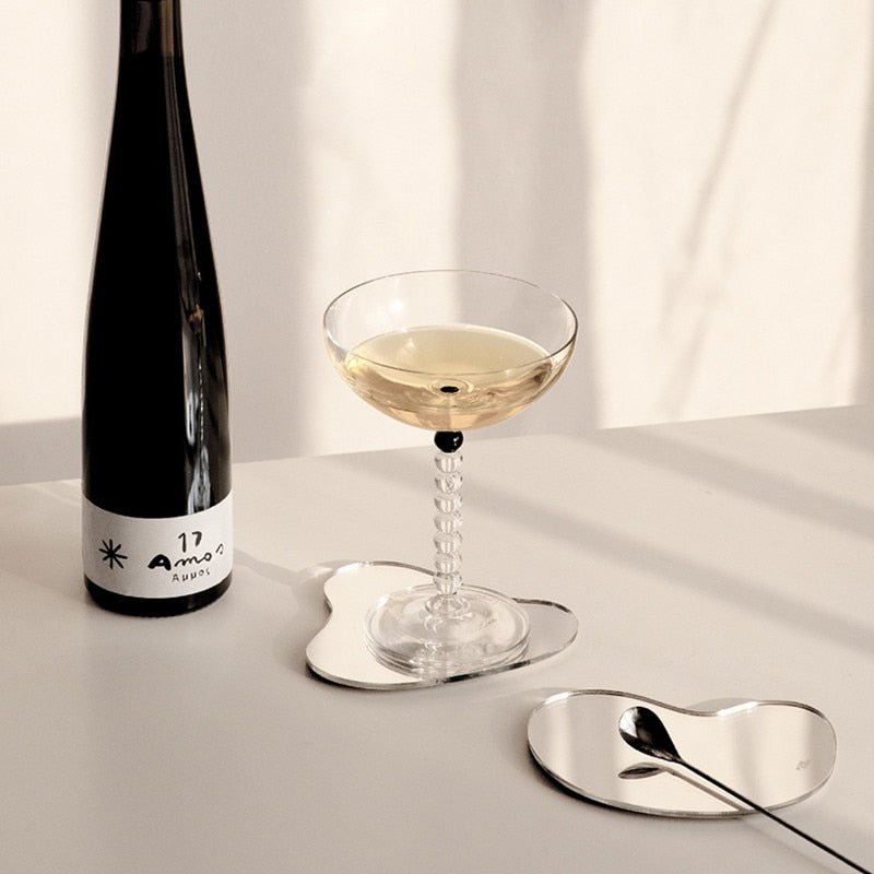 Glimra | Set van spiegelglas onderzetters & decoratieve dienbladen – Modern onregelmatig ontwerp