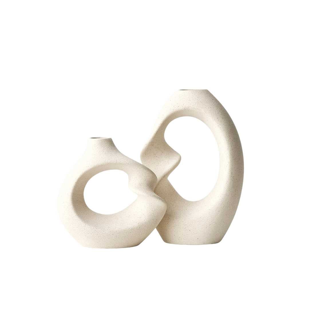 ArcticMuse | Tira Nordic Ceramic Vase Set – Modern Minimalist Scandinavian Decor, Stylish Table & Shelf Accent