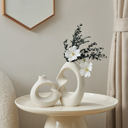 ArcticMuse | Tira Nordic Ceramic Vase Set – Modern Minimalist Scandinavian Decor, Stylish Table & Shelf Accent