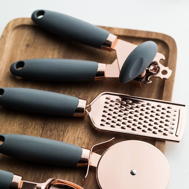 Utensia | 7-delige roségouden kookbenodigdheden – Duurzame roestvrijstalen keukengerei