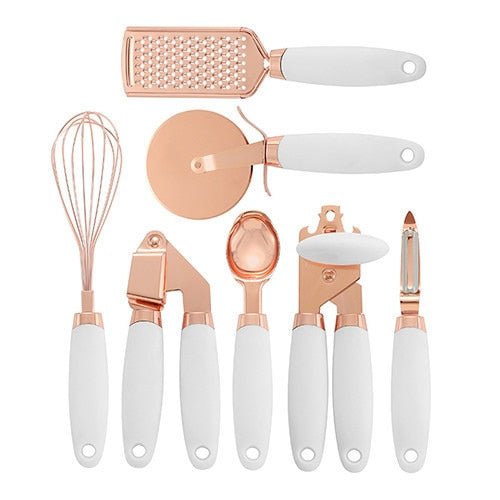 Utensia | 7-delige roségouden kookbenodigdheden – Duurzame roestvrijstalen keukengerei