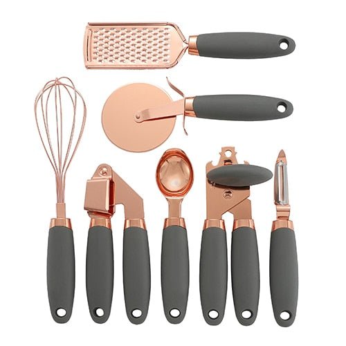 Utensia | 7-delige roségouden kookbenodigdheden – Duurzame roestvrijstalen keukengerei