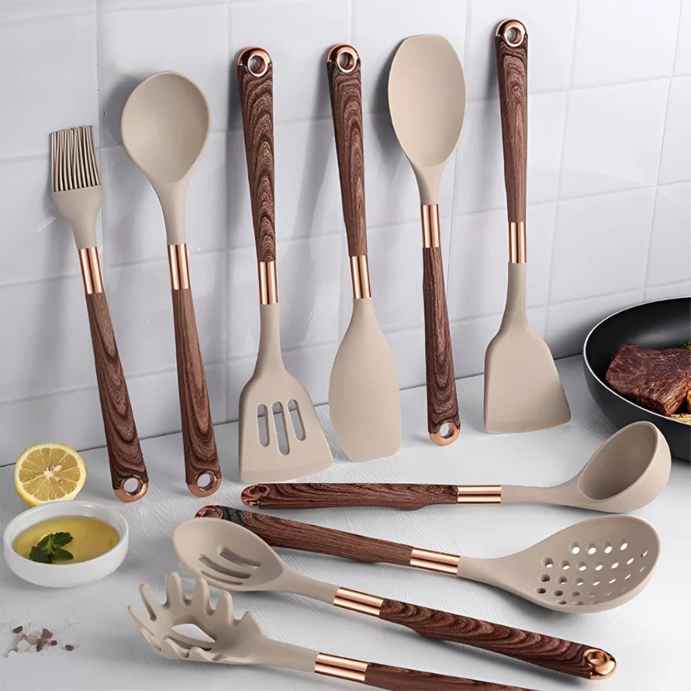 Utensio | 10-delige siliconen keukengerei set — Hittebestendige, antiaanbak kookgerei met ergonomische handgrepen