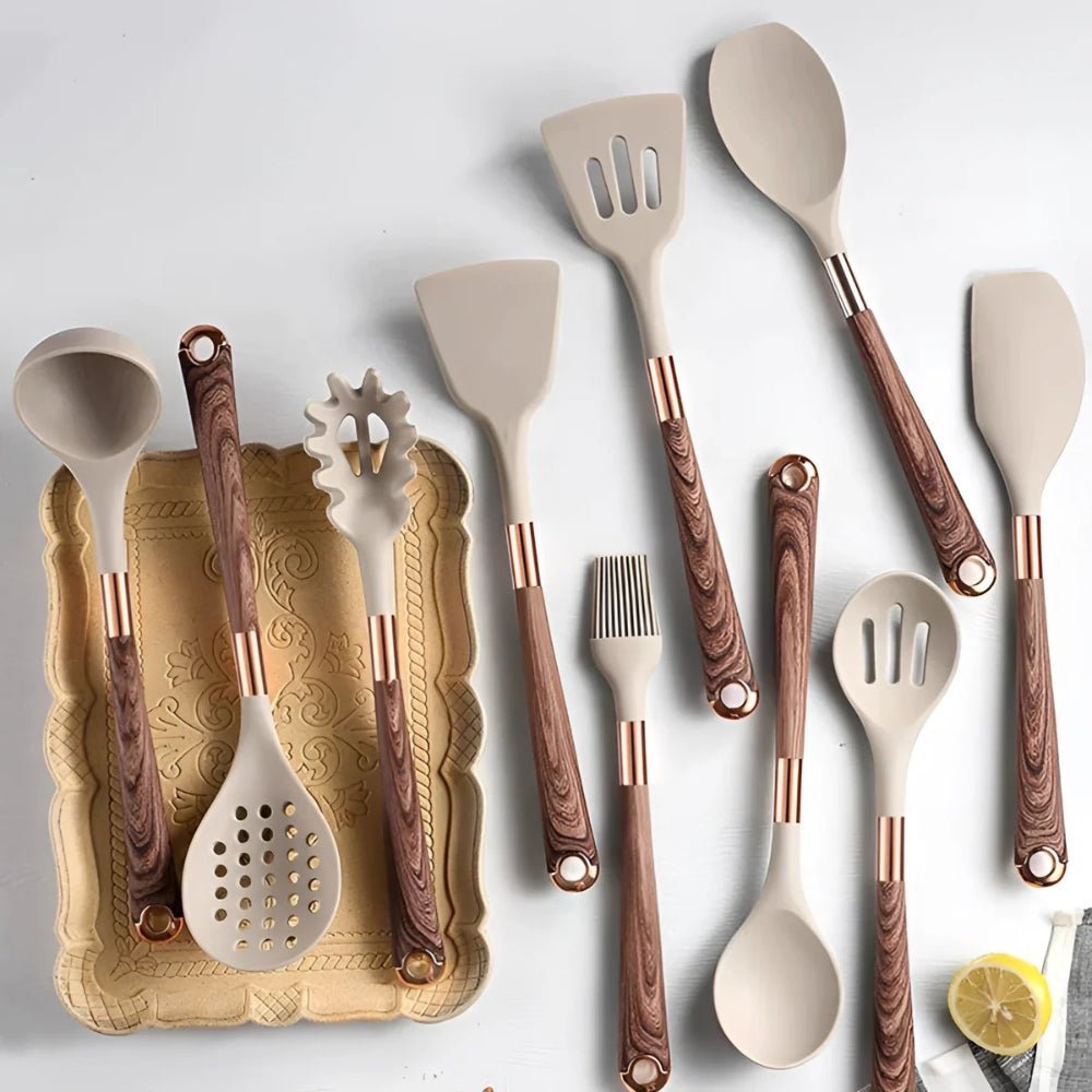Utensio | 10-delige siliconen keukengerei set — Hittebestendige, antiaanbak kookgerei met ergonomische handgrepen