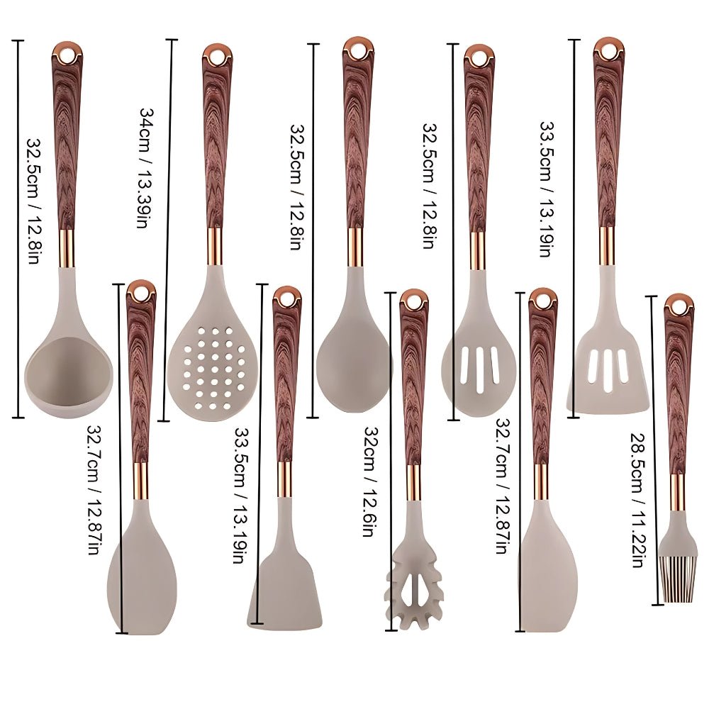 Utensio | 10-delige siliconen keukengerei set — Hittebestendige, antiaanbak kookgerei met ergonomische handgrepen