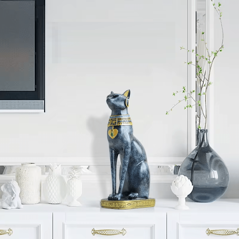 Pryo | Handgemaakt Egyptisch kattenbeeldje – Decoratief beeldje van hars voor thuis en op kantoor