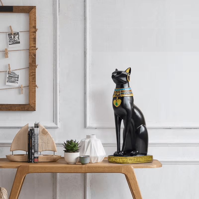 Pryo | Handgemaakt Egyptisch kattenbeeldje – Decoratief beeldje van hars voor thuis en op kantoor