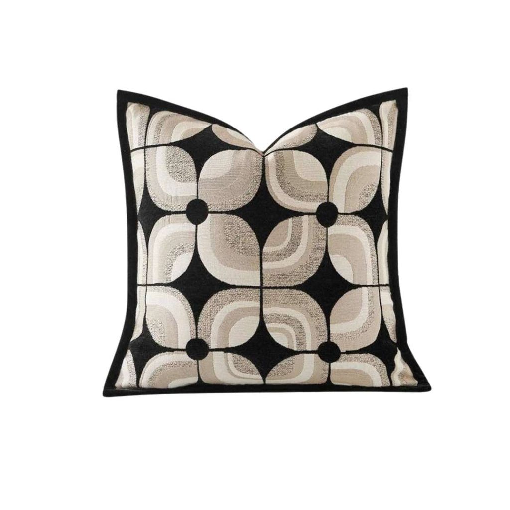 Cushiq | Strakke zwarte geometrische kussenhoes – Moderne decoratieve kussenhoes voor bank