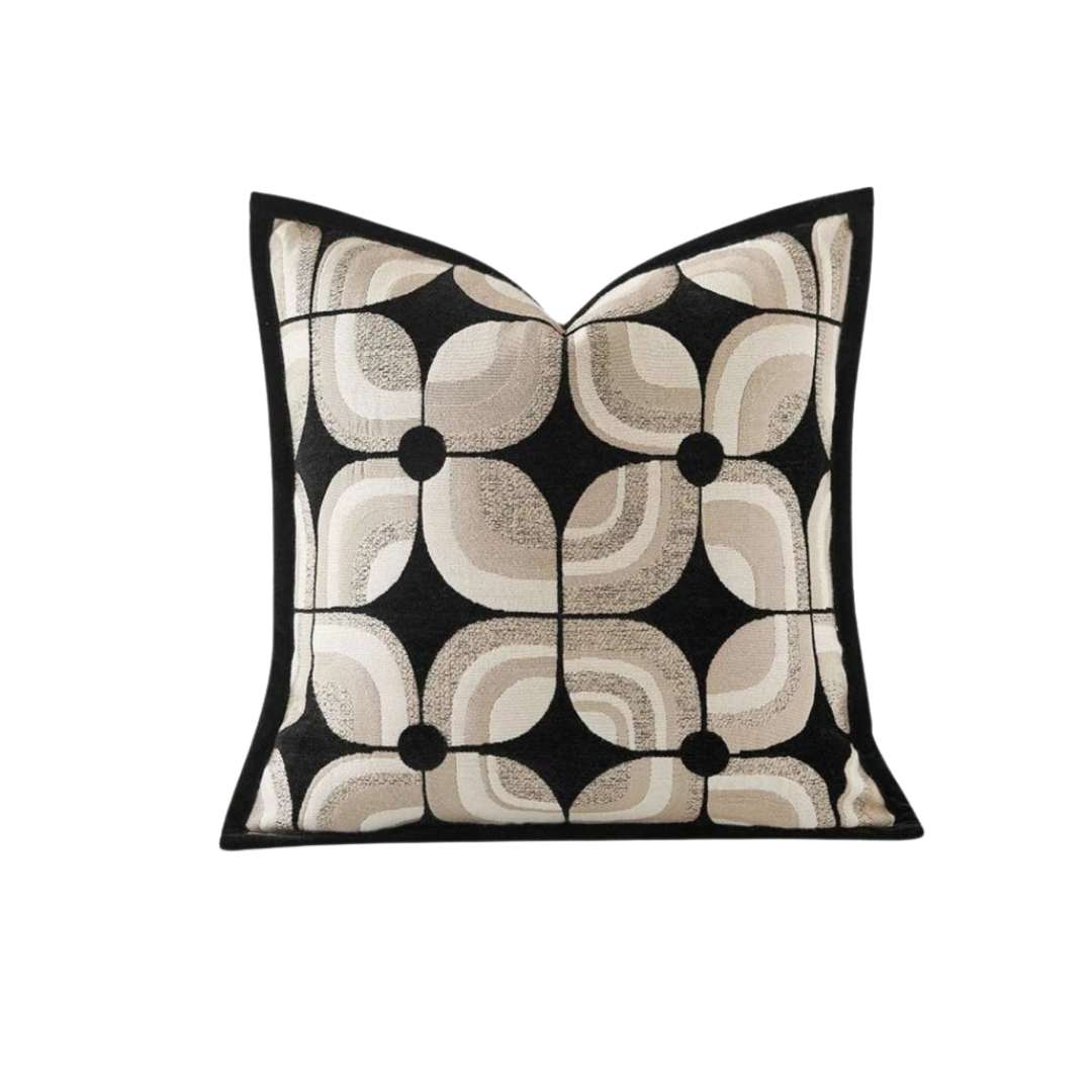 Cushiq | Strakke zwarte geometrische kussenhoes – Moderne decoratieve kussenhoes voor bank
