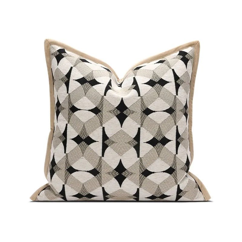 Cushiq | Strakke zwarte geometrische kussenhoes – Moderne decoratieve kussenhoes voor bank