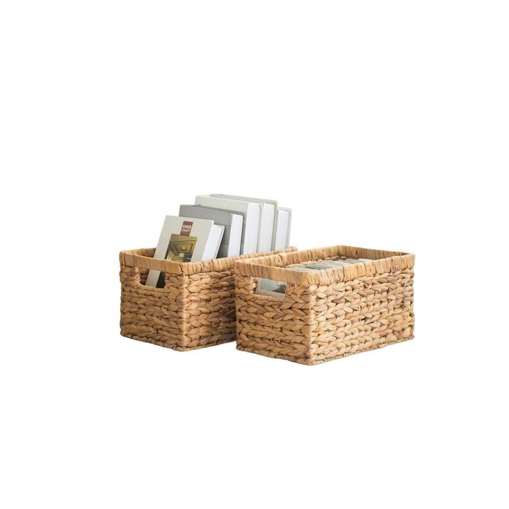 Weavora | Set van 2 natuurlijke waterhyacint opbergmanden – Geweven opbergbakken voor huis en keuken