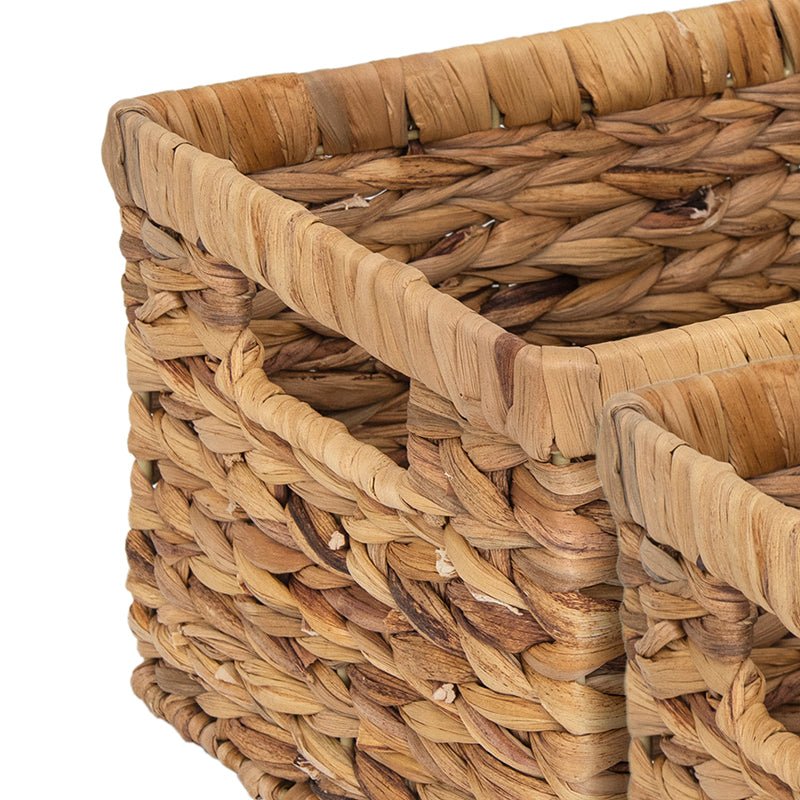Weavora | Set van 2 natuurlijke waterhyacint opbergmanden – Geweven opbergbakken voor huis en keuken