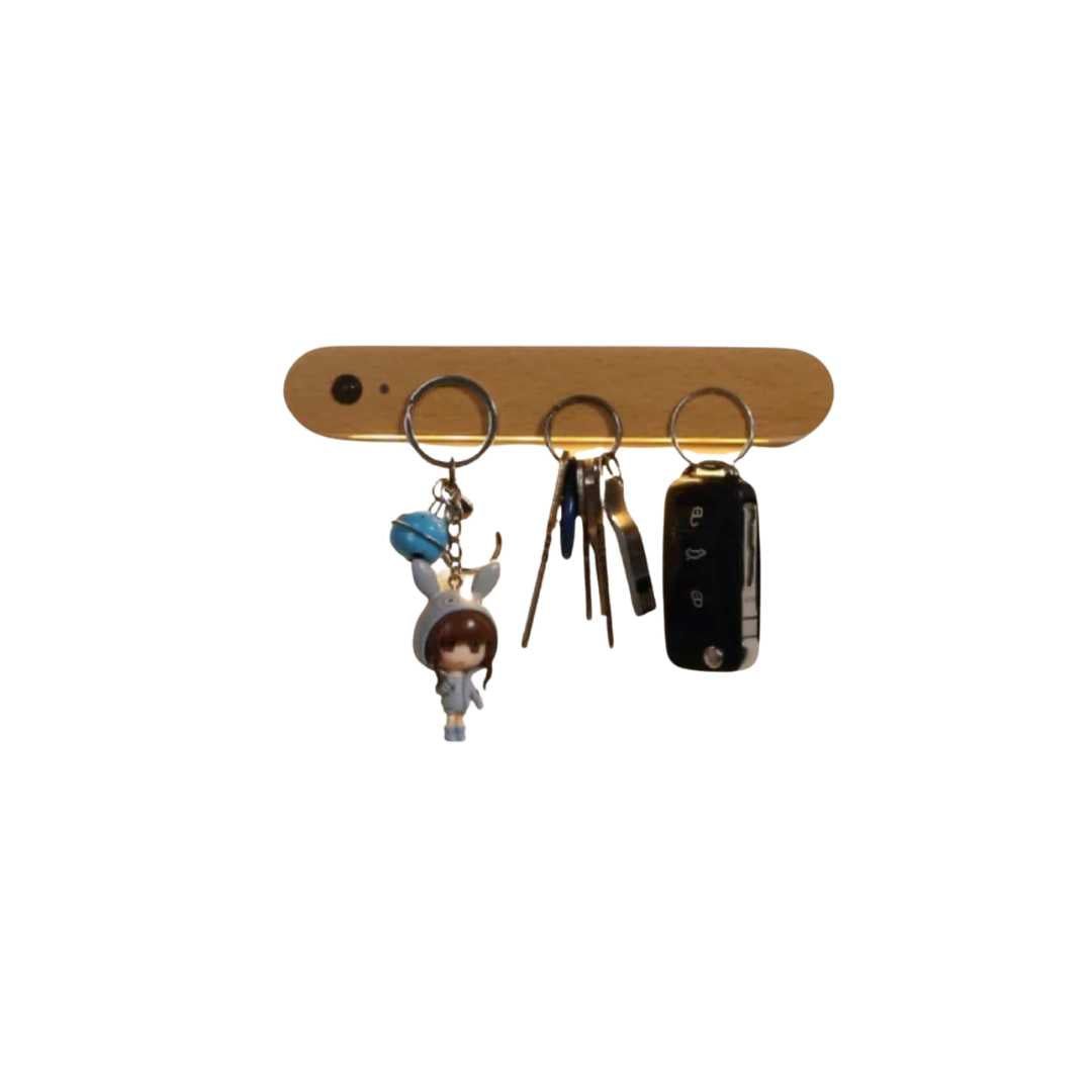 RadiKey | Magnetische houten sleutelhouder met sensor-led, wandgemonteerde organizer voor thuis
