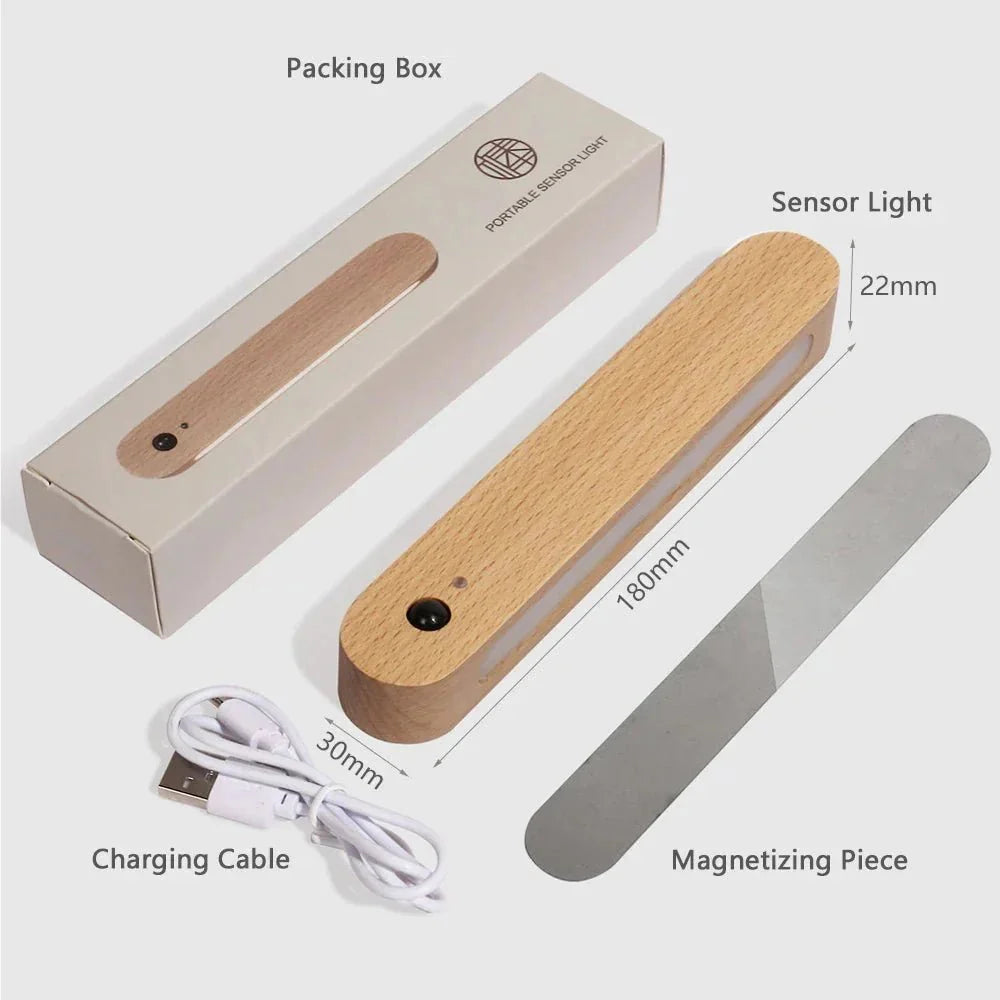 RadiKey | Magnetische houten sleutelhouder met sensor-led, wandgemonteerde organizer voor thuis