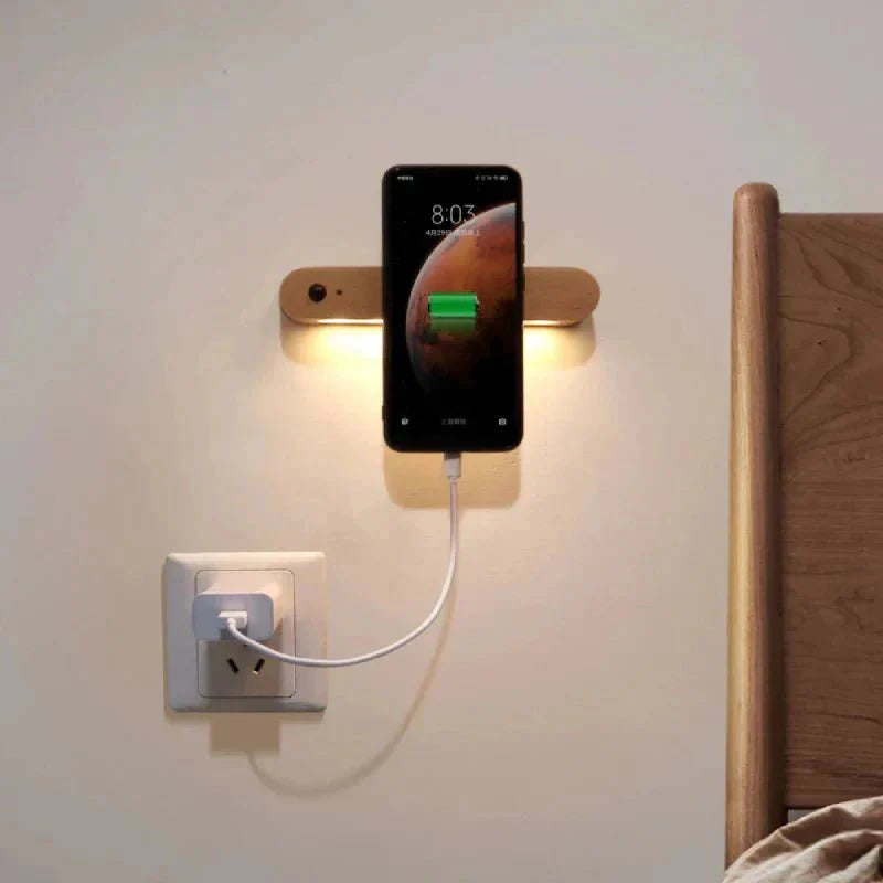 RadiKey | Magnetische houten sleutelhouder met sensor-led, wandgemonteerde organizer voor thuis