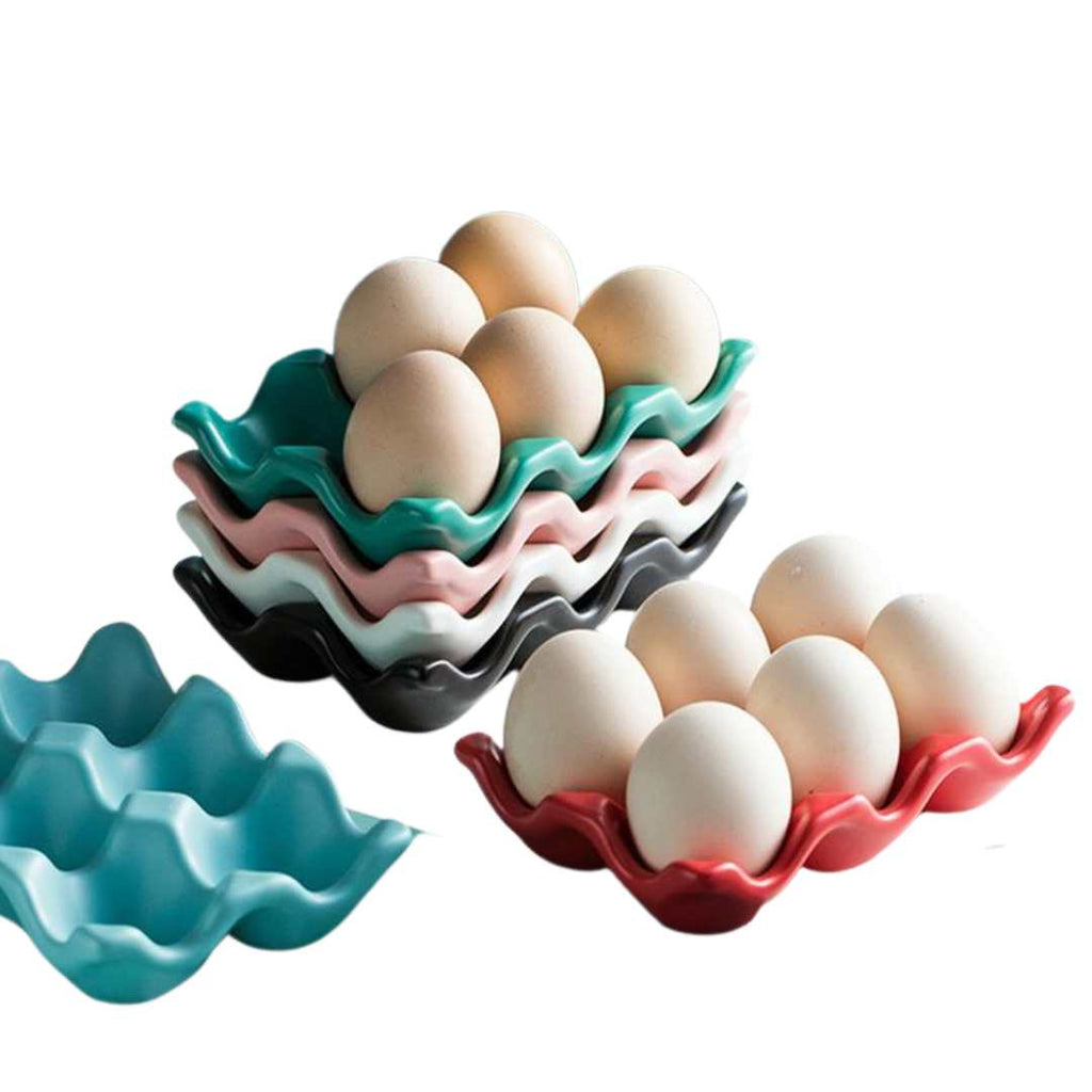 Eggzio | Keramische eierhouder – Stijlvolle keukenorganizer voor 6 eieren, duurzaam porselein, pastelkleuren