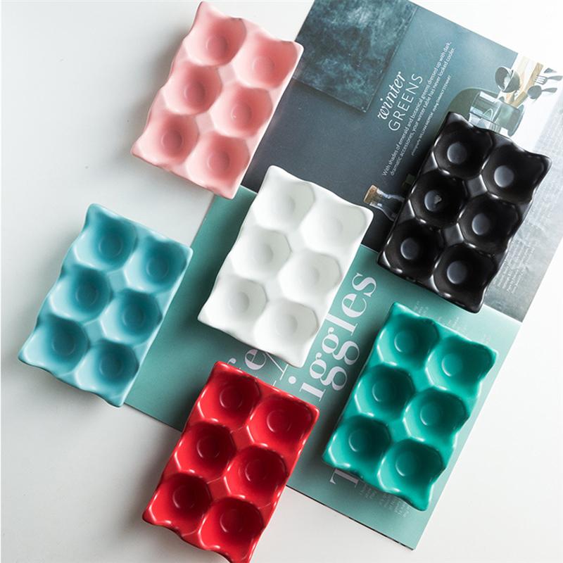 Eggzio | Keramische eierhouder – Stijlvolle keukenorganizer voor 6 eieren, duurzaam porselein, pastelkleuren