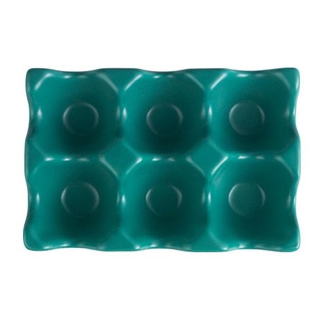 Eggzio | Keramische eierhouder – Stijlvolle keukenorganizer voor 6 eieren, duurzaam porselein, pastelkleuren