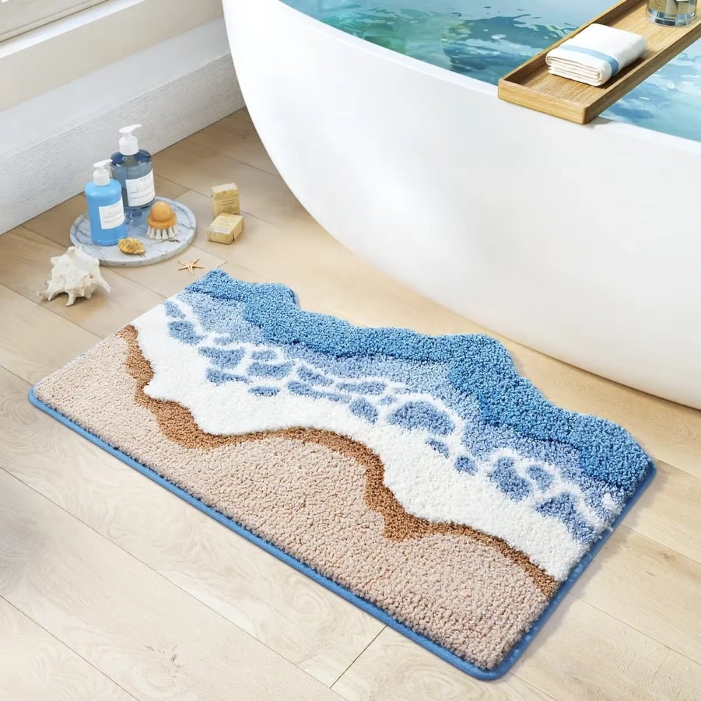 OceanStep | Antislip badmat, microvezelkleed Ocean Wave, zacht absorberend