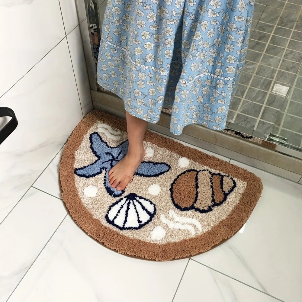 Bathora | Antislip halve cirkel badmat – zachte, sneldrogende mat voor veiligheid in douche en bad