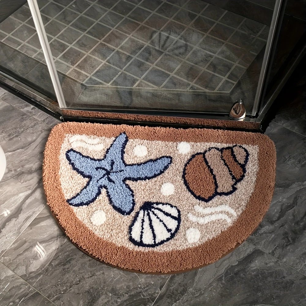 Bathora | Antislip halve cirkel badmat – zachte, sneldrogende mat voor veiligheid in douche en bad