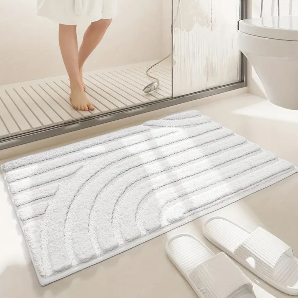PlushFlo | Opblaasbare fluwelen badmat met pluche comfort – zacht, antislip en waterdicht voor de badkamer