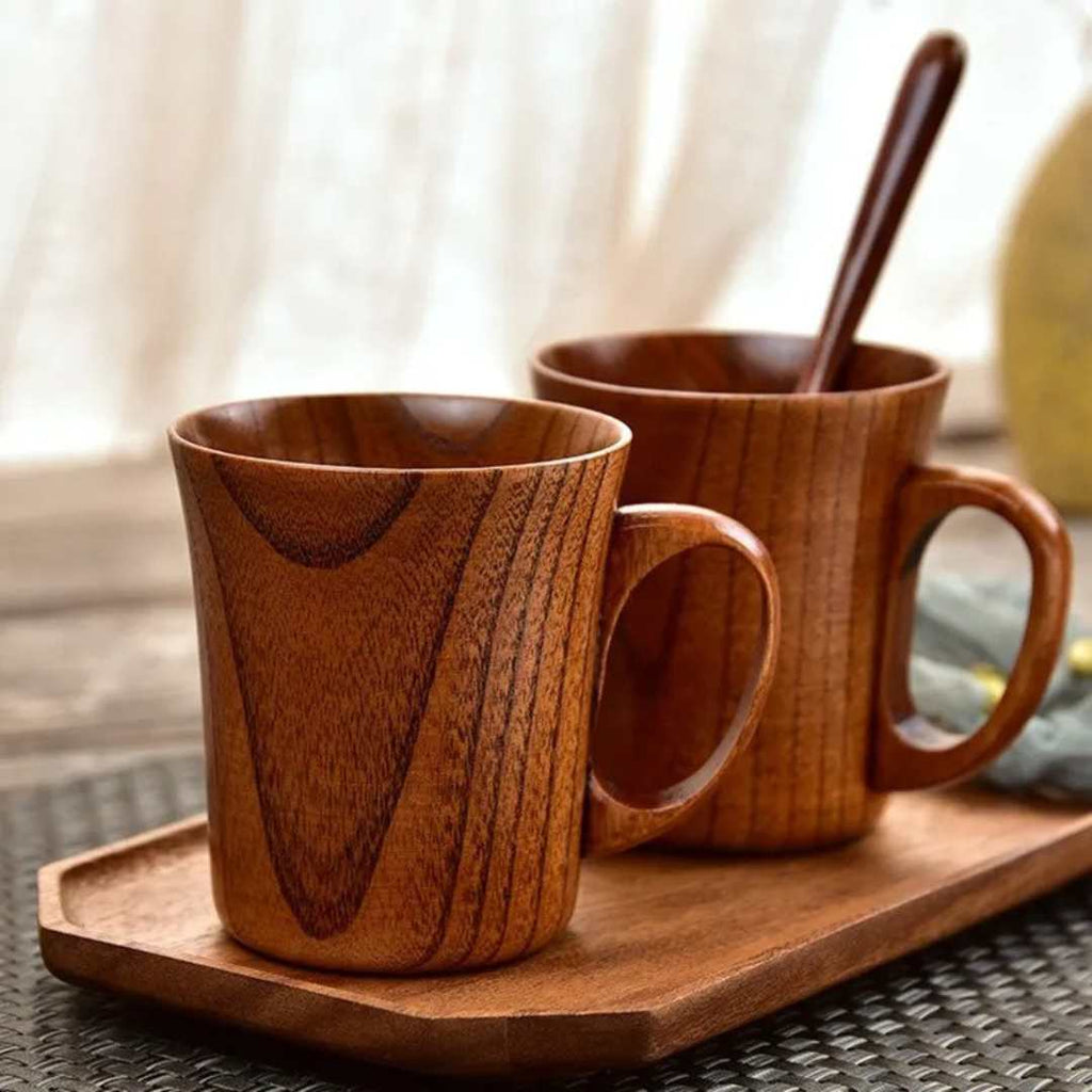Koru | Natuurlijke houten mok – Handgemaakte houten koffiemok 300 ml, duurzaam, uniek ontwerp