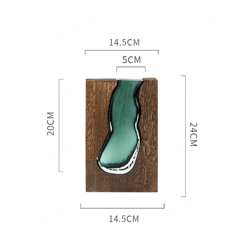 Nuvase | Minimalistische Houten & Glazen Vaas – Modern Scandinavisch Decor