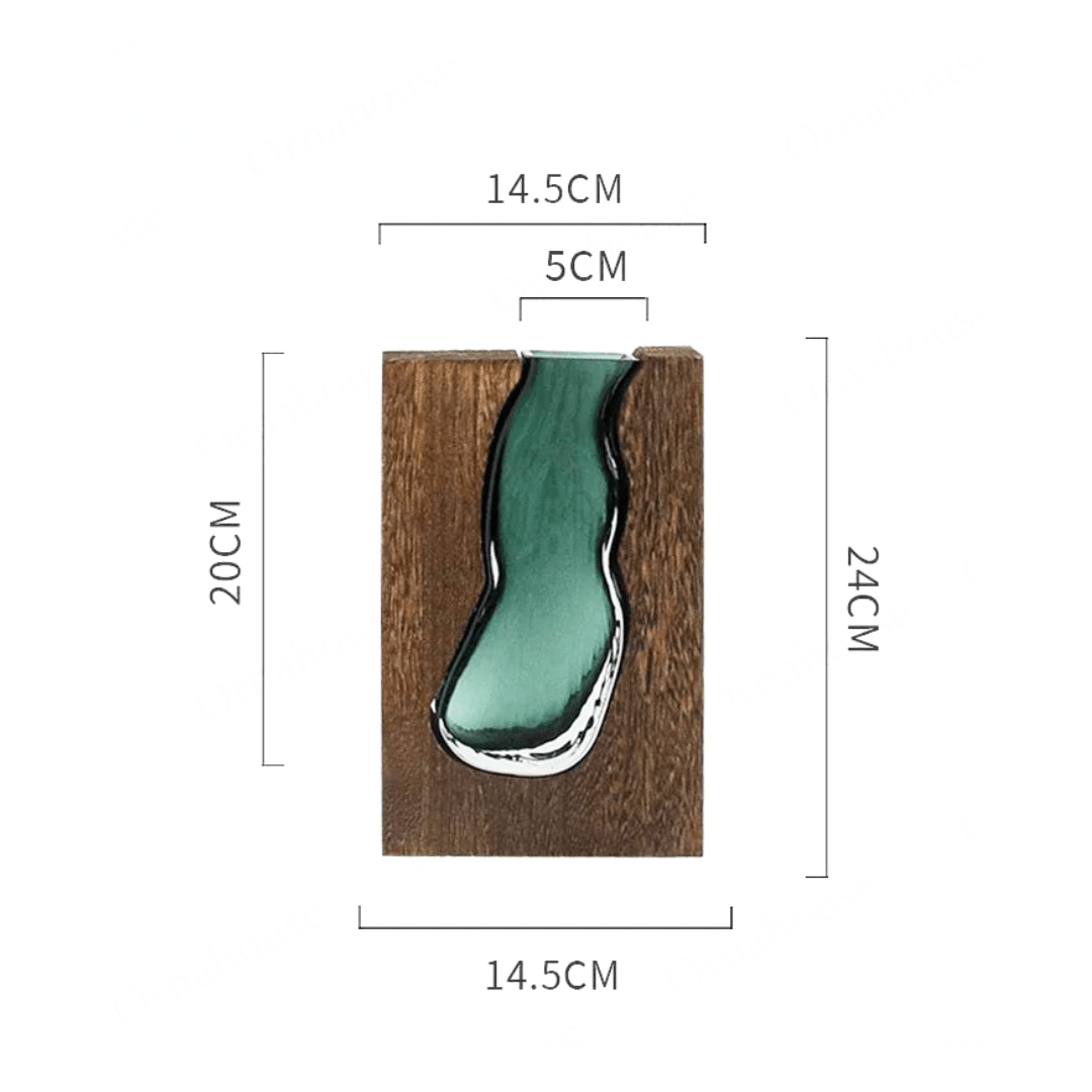 Nuvase | Minimalistische Houten & Glazen Vaas – Modern Scandinavisch Decor