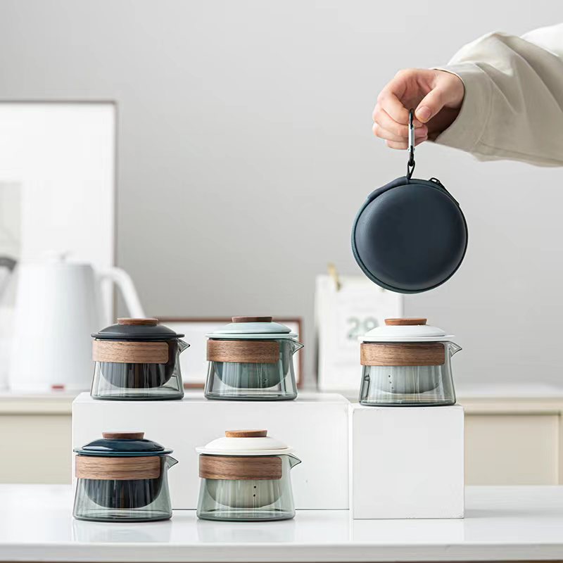 BrewMate | Draagbare Theepot en Theekopjes Set – Stijlvol Keramiek en Glas Theeset voor Theeliefhebbers