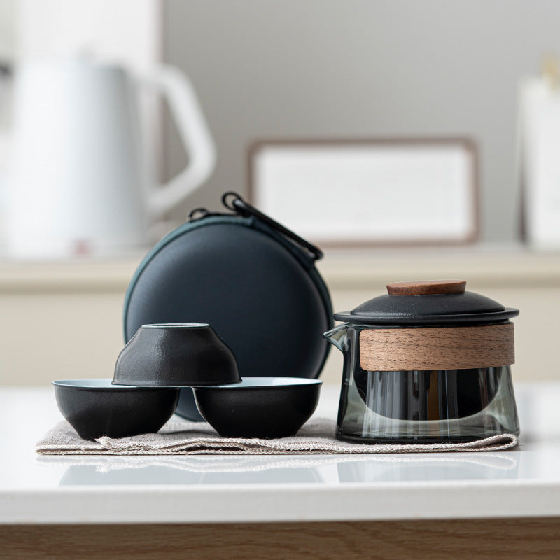 BrewMate | Draagbare Theepot en Theekopjes Set – Stijlvol Keramiek en Glas Theeset voor Theeliefhebbers